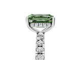 White gold Fancy Green Emerald Cut Diamond Pave Band Solitaire Ring with Round  and Prong Setting_123