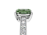 White gold Fancy Green Emerald  Cut Diamond Pave Band with Four-Prong Setting_25