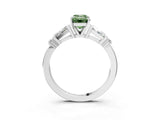 White gold Fancy Green Emerald  Cut Diamond Ring with Baguette Side Stones, Channel Set Band, and Four-Prong Setting_39
