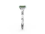 White gold Fancy Green Emerald  Cut Diamond Ring with Baguette Side Stones, Channel Set Band, and Four-Prong Setting_5
