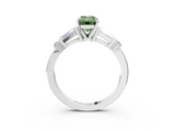 White gold Fancy Green Emerald  Cut Diamond Ring with Baguette Side Stones, Channel Set Band, and Four-Prong Setting_6