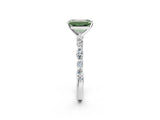 White gold Fancy Green Emerald Cut Diamond Ring with Marquise and Round  Side Stones and Four-Prong Setting_66
