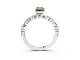 White gold Fancy Green Emerald Cut Diamond Ring with Marquise and Round  Side Stones and Four-Prong Setting_67