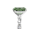 White gold Fancy Green Emerald Cut Diamond Ring with Marquise and Round  Side Stones and Four-Prong Setting_68