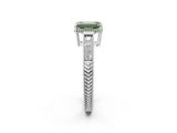 White gold Fancy Green Emerald Cut Diamond Ring with Milgrain Pavé Band and Four-Prong Setting_34