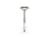White gold Fancy Green Emerald Cut Diamond Ring with Pavé Band and Floral Prong Setting_41