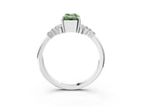 White gold Fancy Green Emerald Cut Diamond Ring with Side Stones and Four-Prong Setting_119