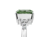White gold Fancy Green Emerald Cut Diamond Ring with Side Stones and Four-Prong Setting_121