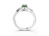 White gold Fancy Green Emerald  Cut Diamond Ring with Tapered Baguette Side Stones in Four-Prong Setting_6