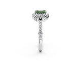 White gold Fancy Green Emerald Cut Diamond Scalloped Halo Engagement Ring with Round Shared Prong Band_16