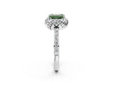 White gold Fancy Green Emerald Cut Diamond Scalloped Halo Engagement Ring with Round Shared Prong Band_22
