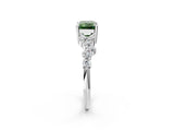 White gold Fancy Green Emerald Cut Diamond Scattered Round Accent Ring with Prong Setting_14