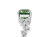 White gold Fancy Green Emerald Cut Diamond Scattered Round Accent Ring with Prong Setting_17