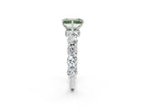 White gold Fancy Green Emerald Cut Diamond Side Stone Engagement Ring with Four-Prong Setting_26