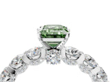 White gold Fancy Green Emerald Cut Diamond Side Stone Engagement Ring with Four-Prong Setting_28