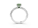 White gold Fancy Green Emerald Cut Diamond Side Stone Solitaire Ring with Round  and Four-Prong Setting_130