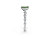 White gold Fancy Green Emerald Cut Diamond Side Stone Solitaire Ring with Round  and Four-Prong Setting_14