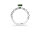 White gold Fancy Green Emerald Cut Diamond Side Stone Solitaire Ring with Round  and Four-Prong Setting_15