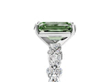 White gold Fancy Green Emerald Cut Diamond Side Stone Solitaire Ring with Round  and Four-Prong Setting_17