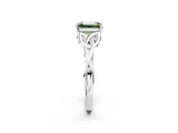 White gold Fancy Green Emerald Cut Diamond Solitaire Celtic Knot Ring with Four-Prong Setting_119