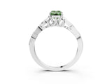 White gold Fancy Green Emerald Cut Diamond Solitaire Celtic Knot Ring with Four-Prong Setting_121