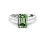 White gold Fancy Green Emerald Cut Diamond Solitaire Engagement Ring with Cathedral Setting and Four-Prong Mount_12