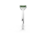 White gold Fancy Green Emerald Cut Diamond Solitaire Engagement Ring with Cathedral Setting and Four-Prong Mount_174