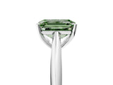 White gold Fancy Green Emerald Cut Diamond Solitaire Engagement Ring with Cathedral Setting and Four-Prong Mount_177