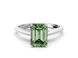White gold Fancy Green Emerald Cut Diamond Solitaire Engagement Ring with Cathedral Setting and Four-Prong Mount_26