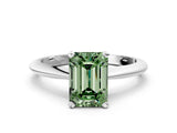 White gold Fancy Green Emerald Cut Diamond Solitaire Engagement Ring with Classic Band and Four-Prong Setting_118