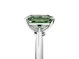 White gold Fancy Green Emerald Cut Diamond Solitaire Engagement Ring with Classic Band and Four-Prong Setting_123