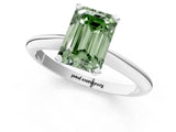 White gold Fancy Green Emerald Cut Diamond Solitaire Engagement Ring with Classic Band and Four-Prong Setting_37