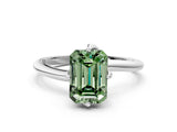 White gold Fancy Green Emerald Cut Diamond Solitaire Engagement Ring with Four-Prong Setting and Classic Band_20