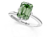White gold Fancy Green Emerald Cut Diamond Solitaire Engagement Ring with Four-Prong Setting and Classic Band_21