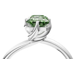 White gold Fancy Green Emerald Cut Diamond Solitaire Engagement Ring with Four-Prong Setting and Classic Band_24