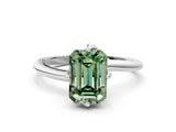White gold Fancy Green Emerald Cut Diamond Solitaire Engagement Ring with Four-Prong Setting and Classic Band_32