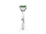 White gold Fancy Green Emerald Cut Diamond Solitaire Engagement Ring with Round Band and Four-Prong Setting_164