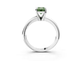 White gold Fancy Green Emerald Cut Diamond Solitaire Engagement Ring with Round Band and Four-Prong Setting_165