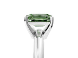 White gold Fancy Green Emerald Cut Diamond Solitaire Engagement Ring with Round Band and Four-Prong Setting_167