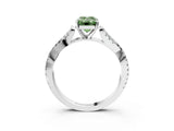 White gold Fancy Green Emerald Cut Diamond Solitaire Engagement Ring with Twisted Pavé Band and Four-Prong Setting_107
