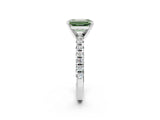 White gold Fancy Green Emerald Cut Diamond Solitaire Pavé Engagement Ring with Round Band and Prong Setting_64