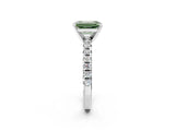 White gold Fancy Green Emerald Cut Diamond Solitaire Pavé Engagement Ring with Round Band and Prong Setting_70
