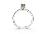 White gold Fancy Green Emerald Cut Diamond Solitaire Pavé Engagement Ring with Round Band and Prong Setting_71
