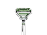 White gold Fancy Green Emerald Cut Diamond Solitaire Ring with Classic Band and Four-Prong Setting_5