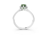 White gold Fancy Green Emerald Cut Diamond Solitaire Ring with Flower Prong Setting and Classic Band_141