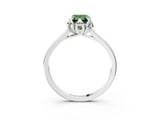 White gold Fancy Green Emerald Cut Diamond Solitaire Ring with Flower Prong Setting and Classic Band_37