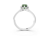 White gold Fancy Green Emerald Cut Diamond Solitaire Ring with Flower Prong Setting and Classic Band_47