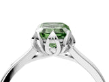 White gold Fancy Green Emerald Cut Diamond Solitaire Ring with Flower Prong Setting and Classic Band_48