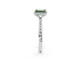 White gold Fancy Green Emerald Cut Diamond Solitaire Ring with Four-Prong Setting and Pavé Band_5