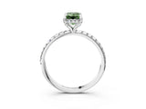 White gold Fancy Green Emerald Cut Diamond Solitaire Ring with Four-Prong Setting and Pavé Band_6